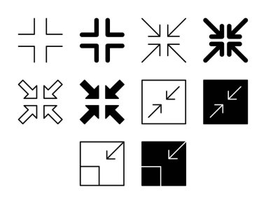 Tam Ekran UI Simgesinden Çık Katı Ayarla ve Pencere Vektör Biçimini Küçült