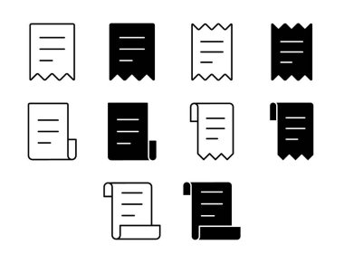 Kullanıcı Belgesi Alma Simgesi Katı ve Satır Ödeme Vektör Biçimi Koleksiyonu