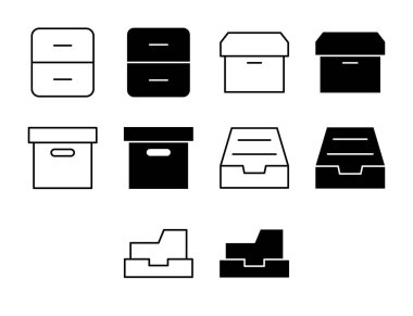 Arşiv UI Simgesi Katı ve Satır Yedekleme Vektör Biçimi