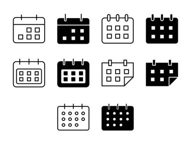 Takvim UI Simgesi Katı ve Satır Zamanlama Tarihi Vektör Biçimi
