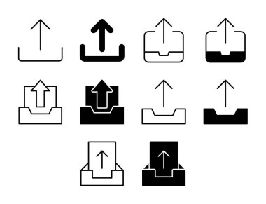 Giden UI Simgesi Katı ve Satır Gönderilen İleti Vektör Biçimi Koleksiyonu
