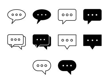 İleti UI Simgesi Solid ve Satır Sohbeti İletişim Vektörü Koleksiyonunu Ayarla