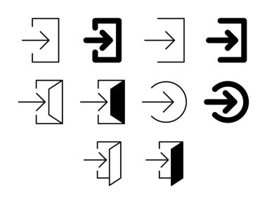 Giriş UI Simgesi Katı ve Satır Güvenliği Vektör Koleksiyonu