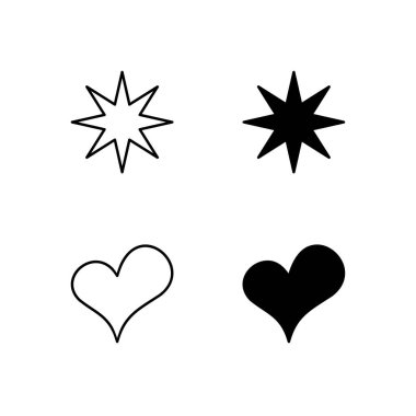 Satır ve Katı Biçimli Yıldız ve Kalp Simgesi Koleksiyonu
