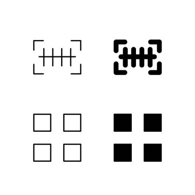 Satır ve Solid Biçimli Barkod ve QR Kod Simgesi Koleksiyonu