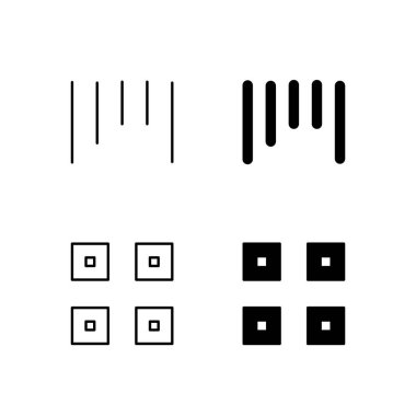 Satır ve Solid Biçimli Barkod ve QR Kod Simgesi Koleksiyonu