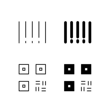 Satır ve Solid Biçimli Barkod ve QR Kod Simgesi Koleksiyonu