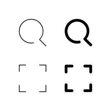 Satır ve Solid Biçiminde Arama ve Tarama Simgesi Koleksiyonu