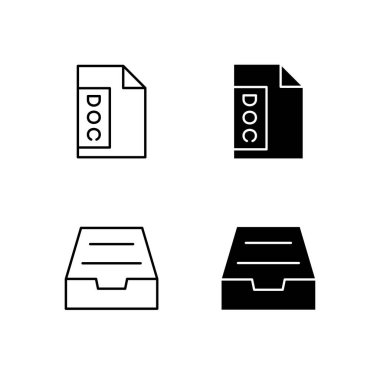 Satır ve Solid Biçiminde Belge ve Arşiv Simgesi Koleksiyonu