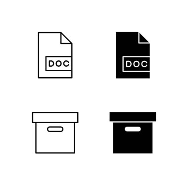 Satır ve Solid Biçiminde Belge ve Arşiv Simgesi Koleksiyonu