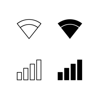Satır ve Solid Biçiminde Wi-Fi ve Sinyal Simgesi Koleksiyonu