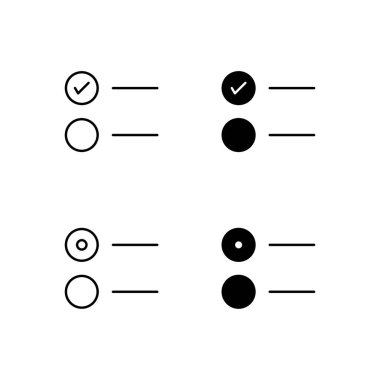 İşaretleme Kutusu ve Radyo Düğmesi Simgesi Satır ve Solid Biçiminde Koleksiyonu