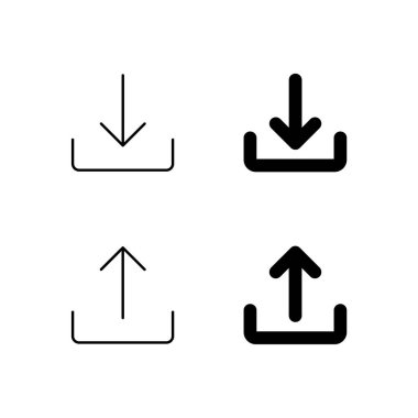 Satır ve Solid Biçiminde Gelen ve Giden Kutusu Simgesi Koleksiyonu