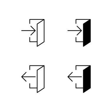 Satır ve Solid Biçiminde Giriş ve Çıkış Simgesi Koleksiyonu
