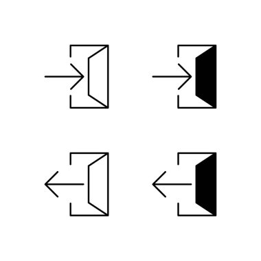 Satır ve Solid Biçiminde Giriş ve Çıkış Simgesi Koleksiyonu