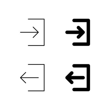 Satır ve Solid Biçiminde Giriş ve Çıkış Simgesi Koleksiyonu