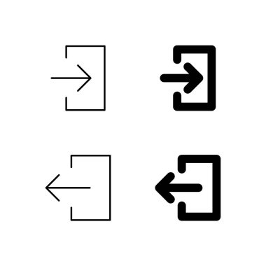 Satır ve Solid Biçiminde Giriş ve Çıkış Simgesi Koleksiyonu