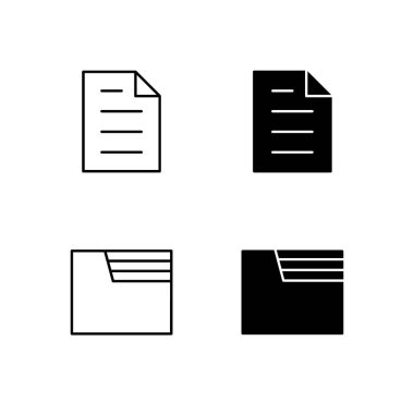 Satır ve Katı Biçimli Dosya ve Dizin Simgesi Koleksiyonu