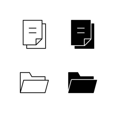 Satır ve Katı Biçimli Dosya ve Dizin Simgesi Koleksiyonu