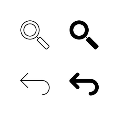 Satır ve Solid Biçiminde Arama ve Geri Simge Koleksiyonu