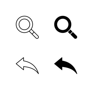 Satır ve Solid Biçiminde Arama ve Geri Simge Koleksiyonu