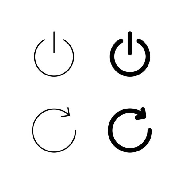 Power Button and Reboot Icon Collection in Line and Solid Style