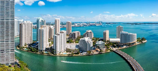 Luchtpanorama Van Brickell Key Miami Florida Brickell Key Ook Wel — Stockfoto