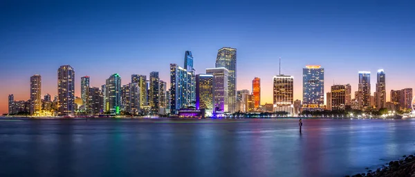 Panorama Aéreo Miami Flórida Entardecer Miami Uma Cidade Minoritária Grande — Fotografia de Stock