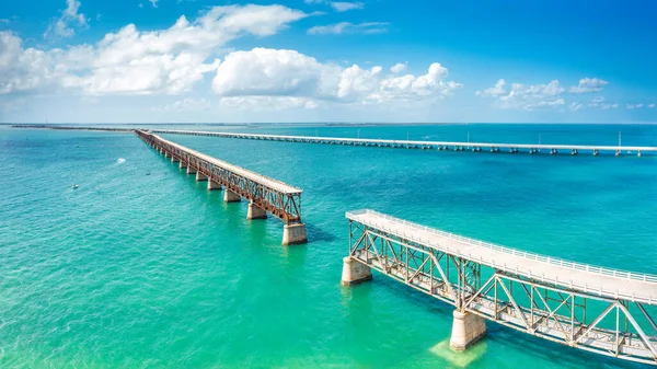 Вид Воздуха Железнодорожный Мост Bahia Honda Солнечный День Железнодорожный Мост — стоковое фото