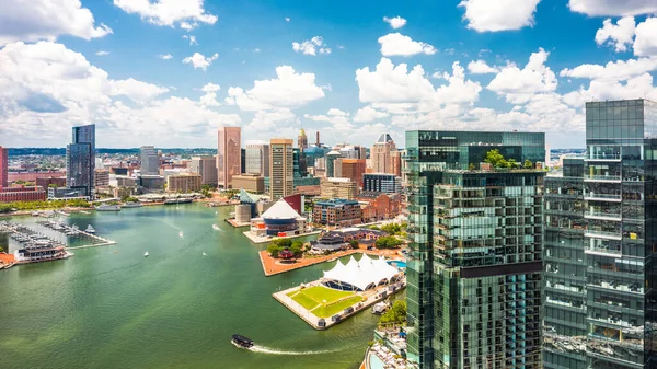 Luftaufnahme Des Baltimore Inner Harbor Und Der Skyline Baltimore Ist — Stockfoto