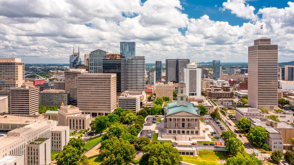 Vista Aérea Del Capitolio Nashville Horizonte Día Soleado Nashville Capital —  Fotos de Stock