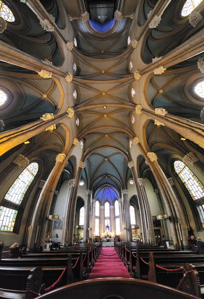 伊斯坦布尔 土耳其 2022年10月8日 位于Istiklal大道的帕多瓦圣安东尼教堂内的垂直全景 大教堂是土耳其伊斯坦布尔最大的天主教堂 — 图库照片