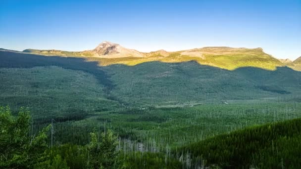 Timelapse Van Mcdonald Creek Vallei Met Heavens Peak Longfellow Peak — Stockvideo