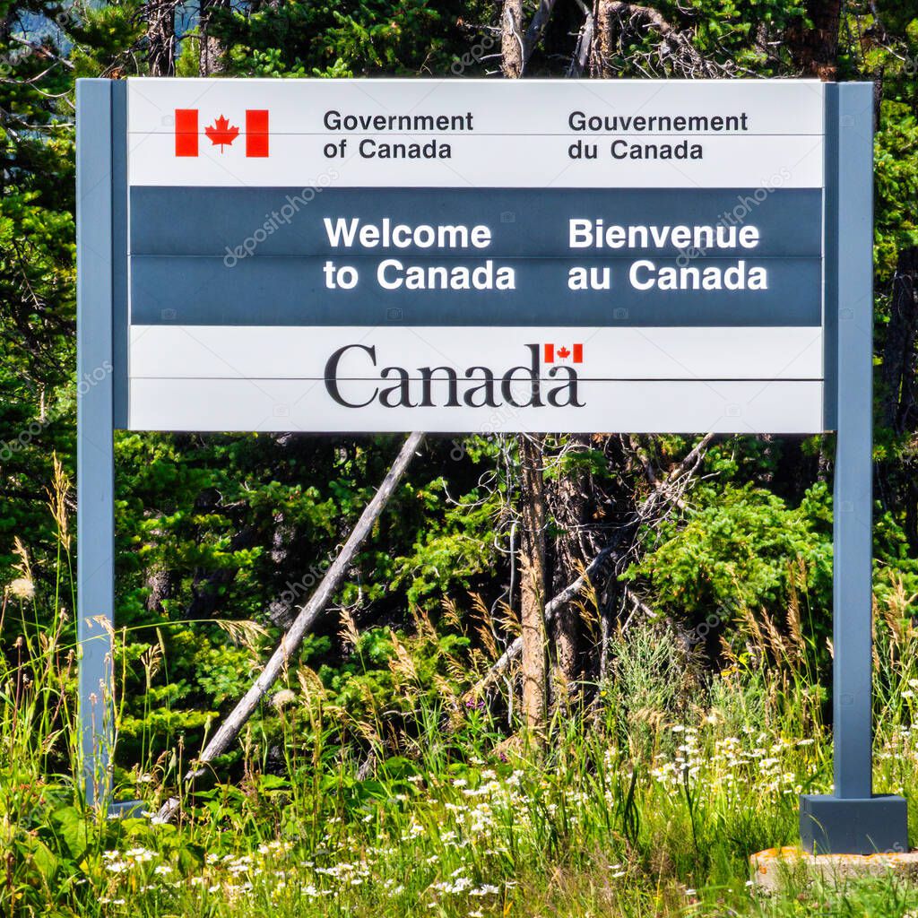 USA - Canada border post, on Chief Mountain highway, Browning, Montana.