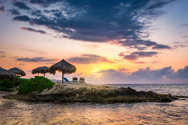 Sunset Tropical Rocky Beach Jamaica — Stock Photo, Image
