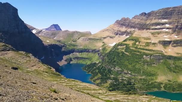 Establecimiento Plano Lago Oculto Montaña Bearhat Parque Nacional Glaciar Montana — Vídeo de stock