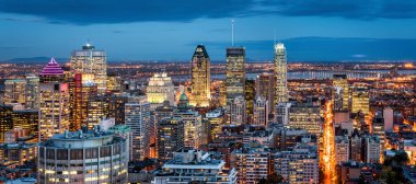 Montreal panorama at dusk as viewed from the Mount Royal Park clipart