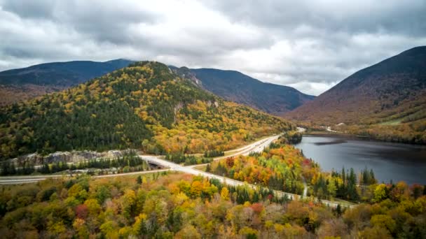 Timelapse Van Echo Lake Vallei New Hampshire Tussen Mount Lafayette — Stockvideo