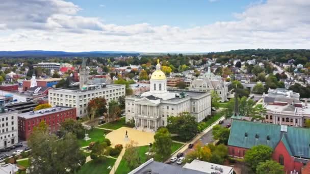 Aerial Establishing Shot Concord Slow Forward Motion New Hampshire State — Stock Video