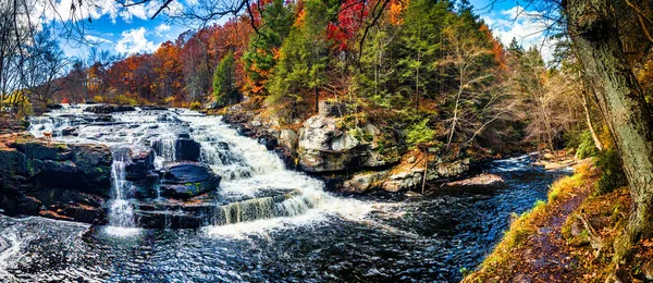 Shohola Falls Panorama Poconos Pennsylvania Shohola Creek Tributary Delaware River — Stock Photo, Image