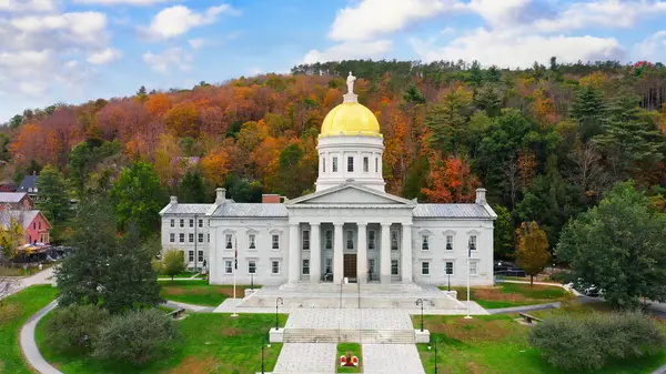 Vista Aérea Vermont State House Montpelier Con Colores Follaje Otoño —  Fotos de Stock