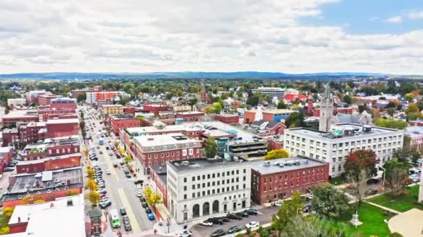 用慢镜头向后拉 在空中拍摄协和 康科德是美国新罕布什尔州的首府 也是默里马克县的首府 — 图库视频影像