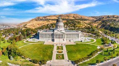 Aerial view of the Utah State Capitol on a sunny day. Salt Lake City, is the capital and most populous city of the U.S. state of Utah clipart