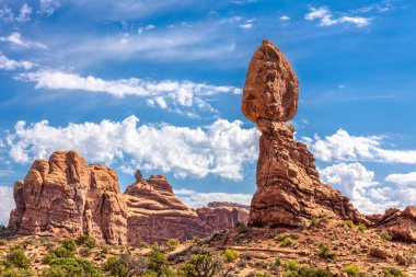 Balanced Rock in Arches National Park, Utah. Balanced Rock is one of the most popular features of Arches National Park, situated in Grand County, Utah, United States. clipart