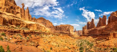 Park Avenue Viewpoint panorama in Arches national park, Utah. The Park Avenue Trail is one of the first major attractions within Arches National Park. clipart