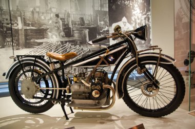 Munich, Germany - July 7 2022: Historic collection of BMW racing, sport, classic, concept cars and motorcycles. Interior of automobile museum. Permanent exhibition of first cars and electric concepts