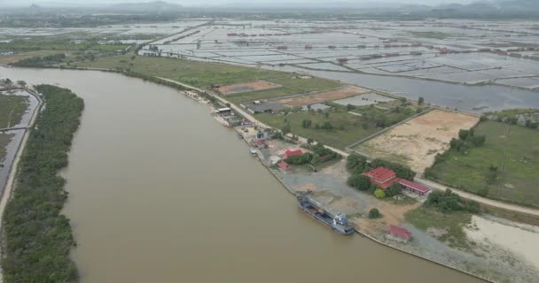 Aerial Drone Shot Praek Tuek Chhu River Gulf Thailand Salt — Stock videók