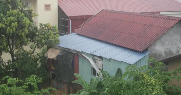 Heavy Rain Poor Housing Village — Wideo stockowe