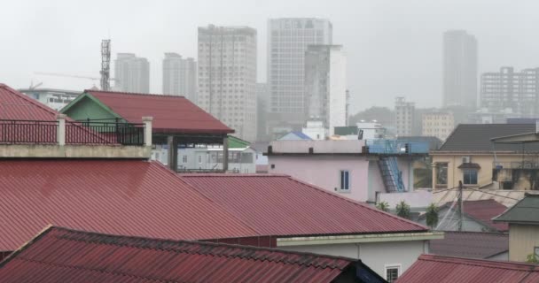 Big Rain City Rooftops — Stock Video