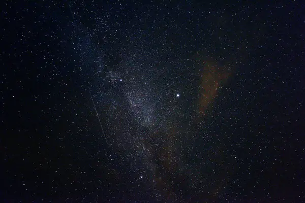 Noite Céu Sem Nuvens Pontos Brilhantes Planetas Brilhantes Estrelas Galáxias — Fotografia de Stock